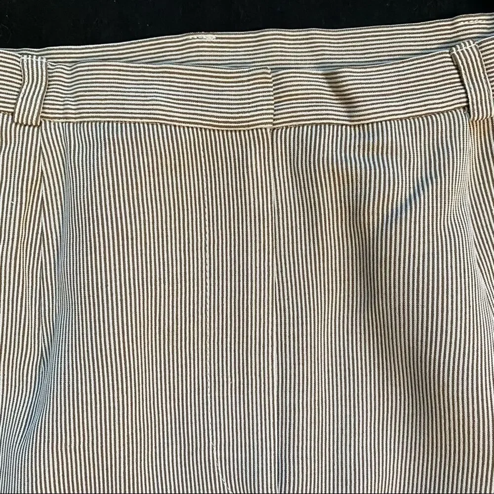 Talbots Pencil Skirt Womens 2P Brown White Pinstripe Excellent‎ Italian Fabric